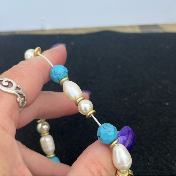 Lia Sophia Brio Turquoise Faux Pearls And Gold Bracelet - Picture 5 of 6